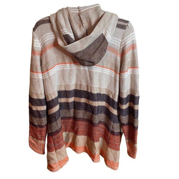 Belldini hooded striped open front cardigan sweater size L - Picture 2 of 8